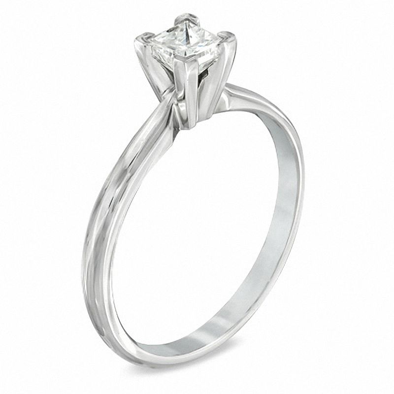 1/2 CT. Princess-Cut Diamond Solitaire Engagement Ring in 14K White Gold (K/I3)