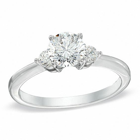 1 CT. T.w. Diamond Three Stone Engagement Ring in 14K White Gold