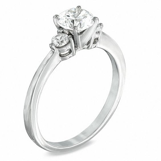 1 CT. T.w. Diamond Three Stone Engagement Ring in 14K White Gold
