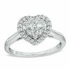 Thumbnail Image 1 of 1/2 CT. T.W. Diamond Cluster Heart Frame Engagement Ring in 14K White Gold