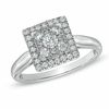 Thumbnail Image 0 of 1/2 CT. T.W. Diamond Cluster Square Frame Engagement Ring in 14K White Gold