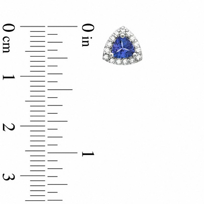 Trillion-Cut Tanzanite and 1/5 CT. T.W. Diamond Earrings in 10K White Gold