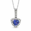 Thumbnail Image 1 of Trillion-Cut Tanzanite and 1/7 CT. T.W. Diamond Pendant in 10K White Gold