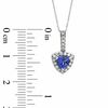 Thumbnail Image 1 of Trillion-Cut Tanzanite and 1/7 CT. T.W. Diamond Pendant in 10K White Gold