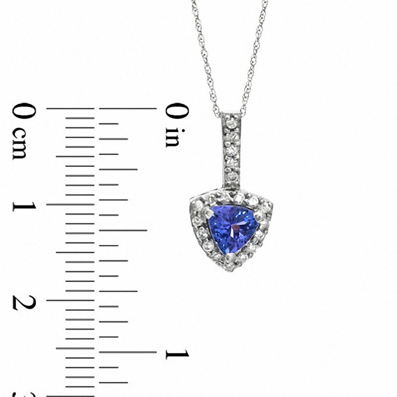 Trillion-Cut Tanzanite and 1/7 CT. T.W. Diamond Pendant in 10K White Gold