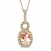 Thumbnail Image 1 of Oval Morganite and 1/7 CT. T.W. Diamond Loop Pendant in 14K Rose Gold