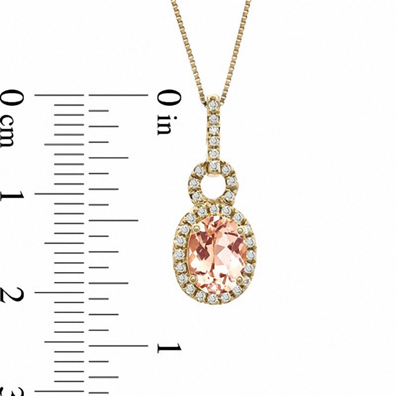 Main Image 2 of Oval Morganite and 1/7 CT. T.W. Diamond Loop Pendant in 14K Rose Gold
