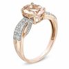 Thumbnail Image 2 of Oval Morganite and Lab-Created White Sapphire Ribbon Ring in 10K Rose Gold