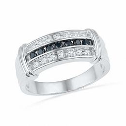 1/2 CT. T.W. Enhanced Black and White Diamond Ring in 10K White Gold
