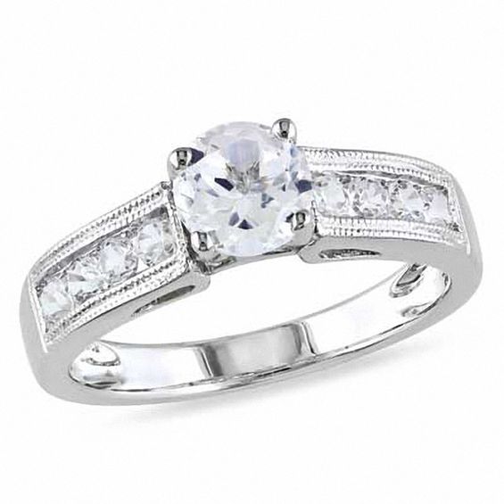 6.0mm Lab-Created White Sapphire Engagement Ring Sterling Silver