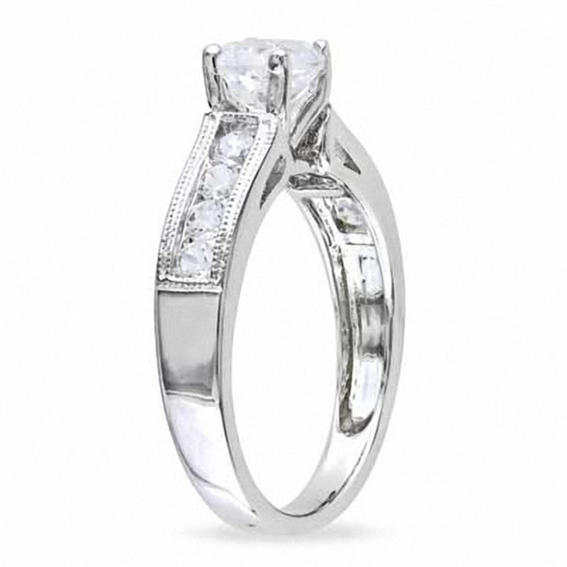 6.0mm Lab-Created White Sapphire Engagement Ring in Sterling Silver