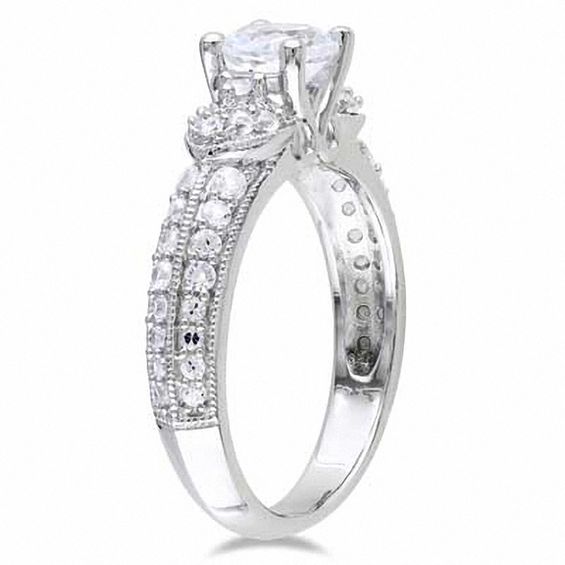 6.0mm Lab-Created White Sapphire Engagement Ring Sterling Silver