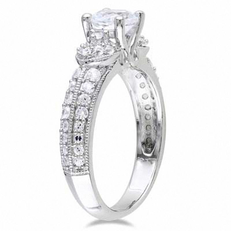 6.0mm Lab-Created White Sapphire Engagement Ring in Sterling Silver