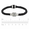 Thumbnail Image 2 of Black Braided Leather and Stainless Steel Bead Bracelet - 8.75"