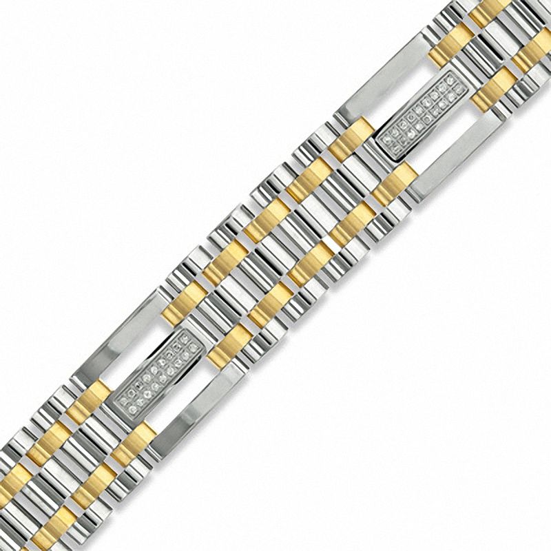 Main Image 1 of 1/4 CT. T.W. Diamond Bracelet in Two-Tone Stainless Steel - 8.75"