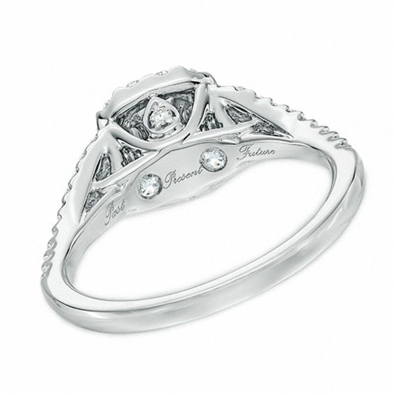 1-1/2 CT. T.w. Certified Yellow and White Diamond Past Present Future® Engagement Ring in 14K White Gold (P/Si2)