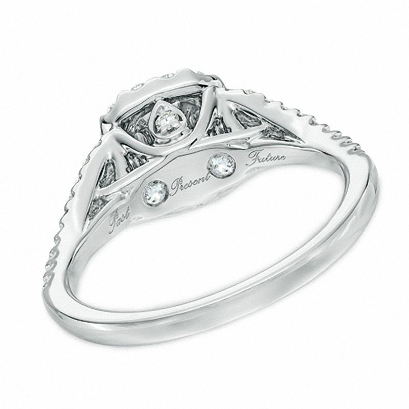 1-1/2 CT. T.W. Certified Yellow and White Diamond Past Present Future® Engagement Ring in 14K White Gold (P/SI2)