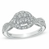 Thumbnail Image 0 of 1/4 CT. T.W. Diamond Cluster Twist Shank Promise Ring in Sterling Silver