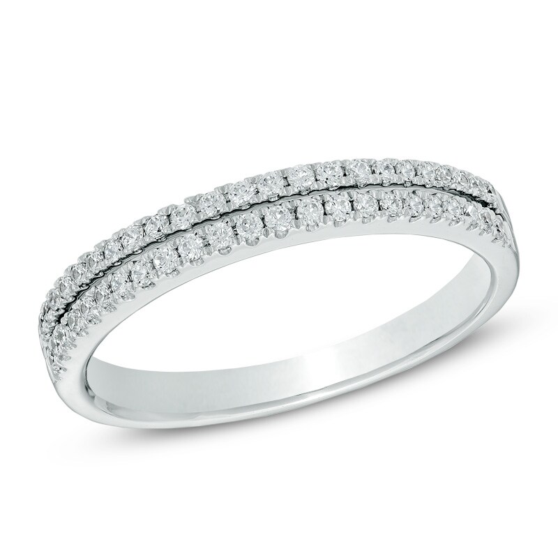 Main Image 1 of 1/4 CT. T.W. Diamond Double Row Band in 14K White Gold
