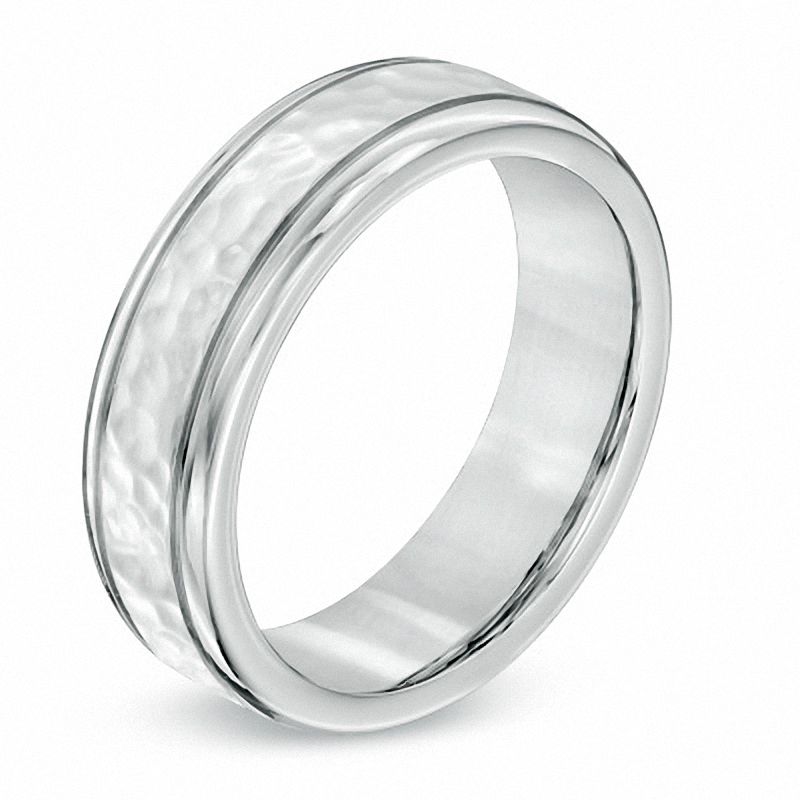 Men's 7.0mm Hammered Cobalt Comfort Fit Wedding Band - Size 10