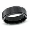 Thumbnail Image 0 of Men's 9.0mm Satin Beveled Edge Comfort Fit Wedding Band in Black Titanium - Size 10