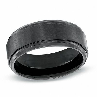 Black High Polished Titanium Wedding Band with Silver Edge 6mm 8mm –  Findurings