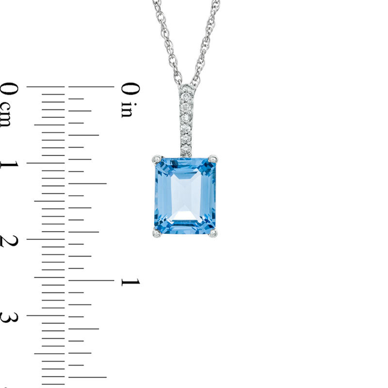 Main Image 2 of Octagonal Swiss Blue Topaz and Diamond Accent Pendant in 10K White Gold