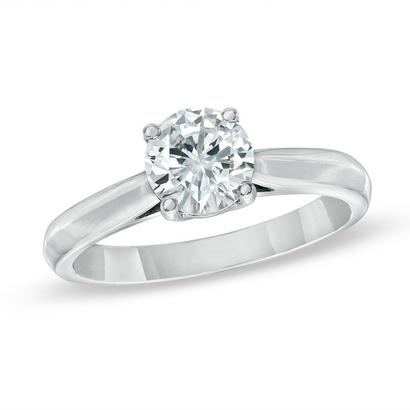 Main Image 1 of 6.5mm Lab-Created White Sapphire Solitaire Ring in Sterling Silver