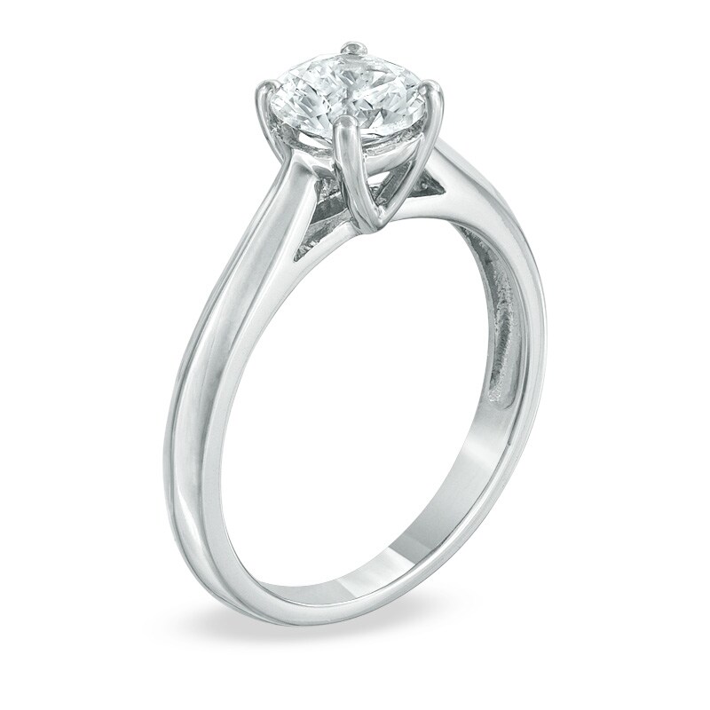 Main Image 2 of 6.5mm Lab-Created White Sapphire Solitaire Ring in Sterling Silver
