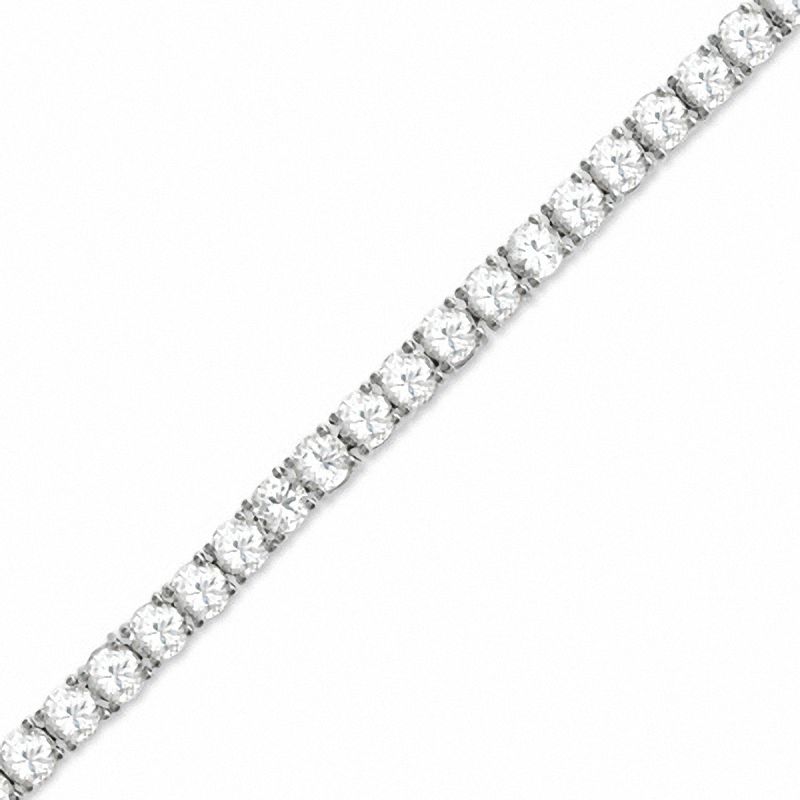Main Image 1 of Lab-Created White Sapphire Tennis Bracelet in Sterling Silver - 7.25"