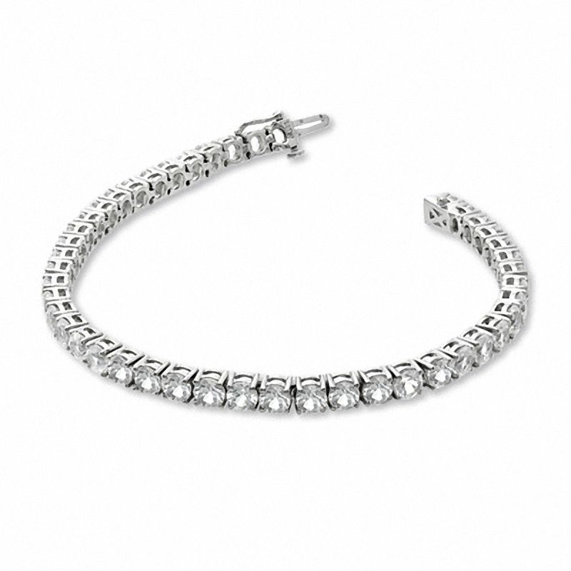 Main Image 2 of Lab-Created White Sapphire Tennis Bracelet in Sterling Silver - 7.25"
