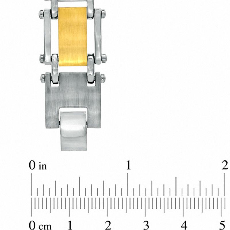 Main Image 3 of 1/4 CT. T.W. Diamond Cross Bracelet in Two-Tone Stainless Steel - 8.5"