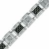 Thumbnail Image 1 of 1/10 CT. T.W. Diamond and Carbon Fiber Link Bracelet in Stainless Steel - 8.5"