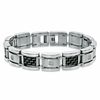 Thumbnail Image 2 of 1/10 CT. T.W. Diamond and Carbon Fiber Link Bracelet in Stainless Steel - 8.5"