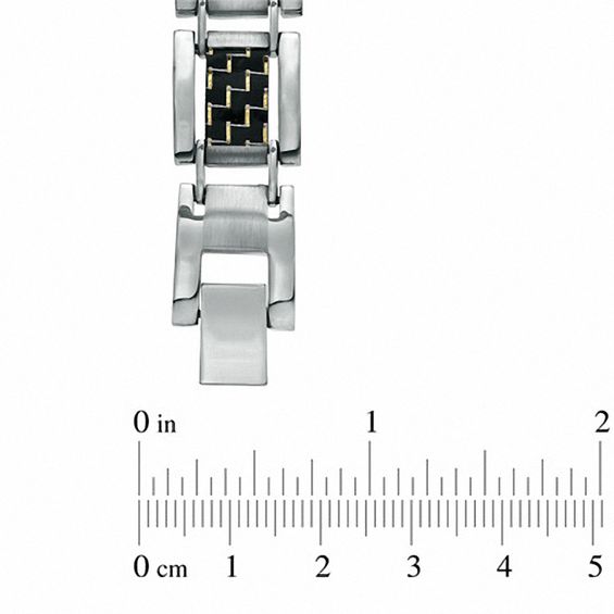 1/10 CT. T.w. Diamond and Carbon Fiber Link Bracelet in Stainless Steel - 8.5"
