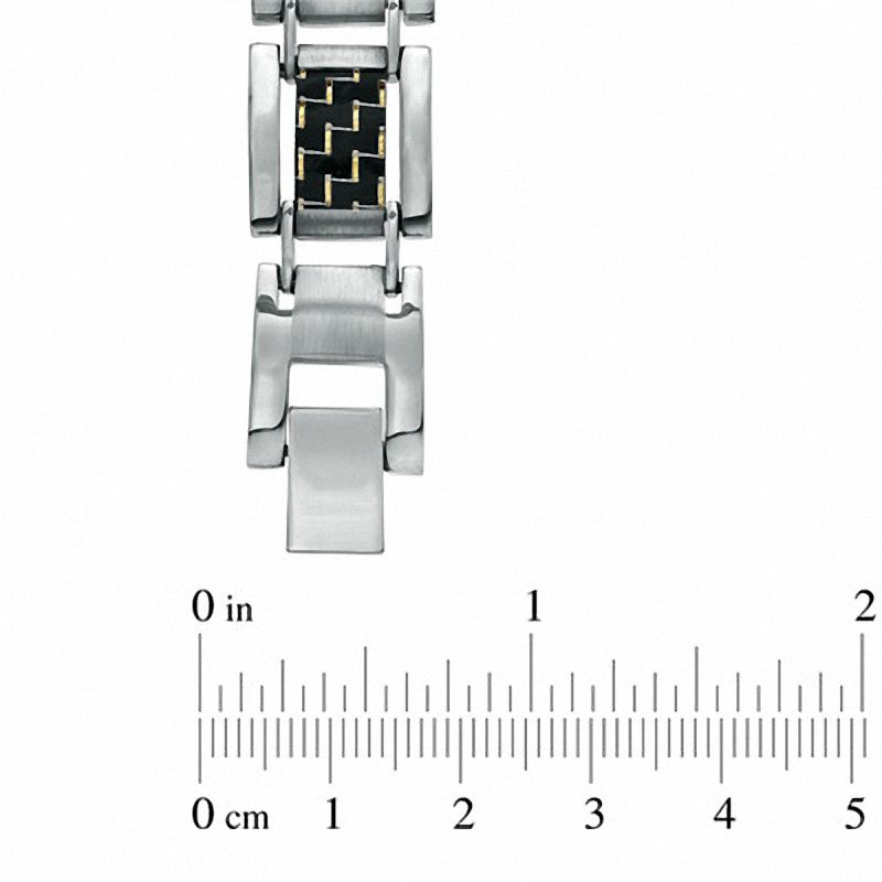 Main Image 3 of 1/10 CT. T.W. Diamond and Carbon Fiber Link Bracelet in Stainless Steel - 8.5"
