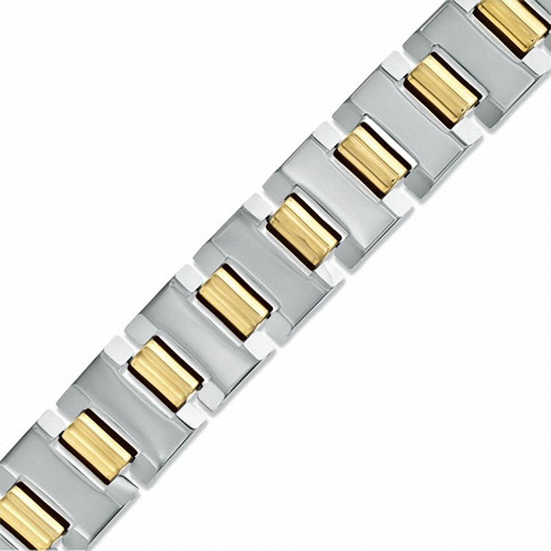 Main Image 1 of Block Link Bracelet in Two-Tone Tungsten - 8.5"