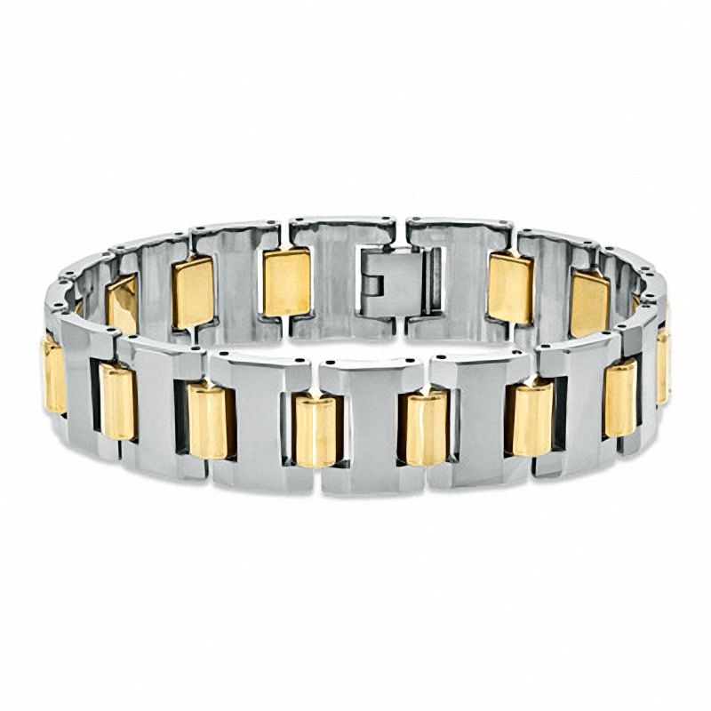 Main Image 2 of Block Link Bracelet in Two-Tone Tungsten - 8.5"