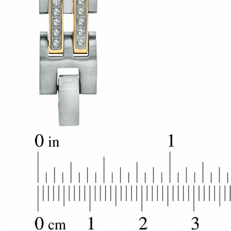 Main Image 2 of Men's 1 CT. T.W. Diamond Link Bracelet in Two-Tone Stainless Steel - 8.5"