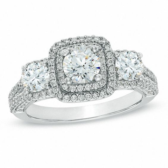 2 CT. T.w. Diamond Double Frame Past Present FutureÂ® Engagement Ring in 14K White Gold