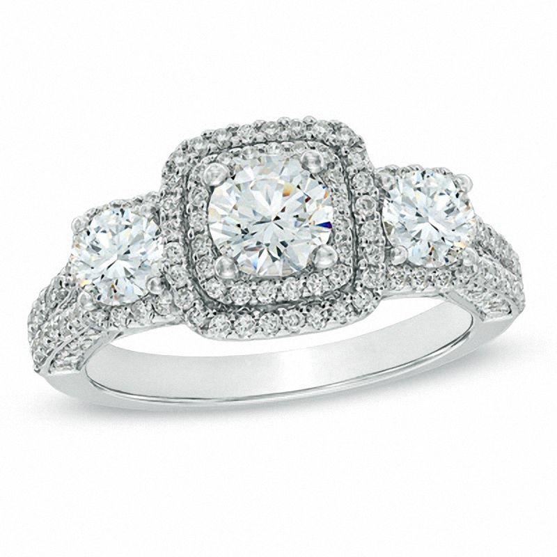 Main Image 1 of 2 CT. T.W. Diamond Double Frame Past Present Future® Engagement Ring in 14K White Gold
