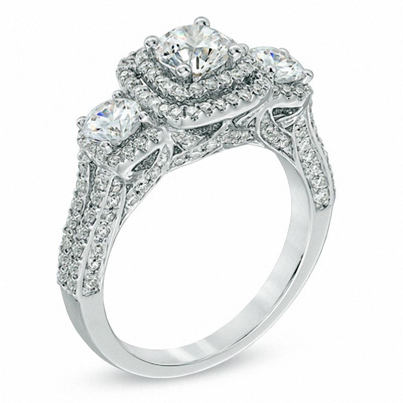 Main Image 2 of 2 CT. T.W. Diamond Double Frame Past Present Future® Engagement Ring in 14K White Gold