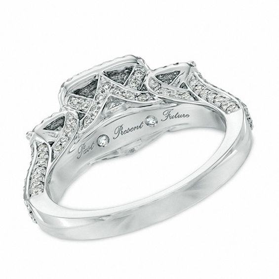 2 CT. T.w. Diamond Double Frame Past Present FutureÂ® Engagement Ring in 14K White Gold