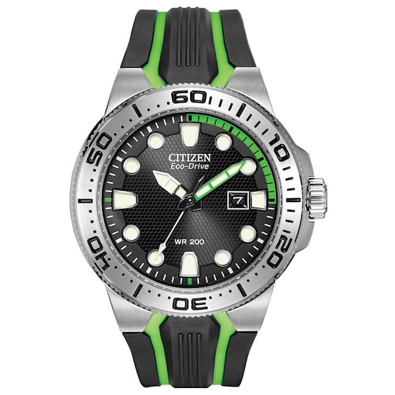 Men's Citizen Eco-DriveÂ® Scuba Fin Watch with Black Dial (Model: Bn0090-01E)