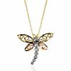 Thumbnail Image 0 of Diamond-Cut Beaded Filigree Dragonfly Pendant in 10K Tri-Tone Gold