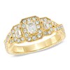 Thumbnail Image 1 of 1 CT. T.W. Certified Emerald-Cut Diamond Three Stone Vintage-Style Ring in 14K Gold (I/I1)