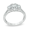Thumbnail Image 2 of 1 CT. T.W. Certified Emerald-Cut Diamond Three Stone Frame Ring in 14K White Gold (I/I1)
