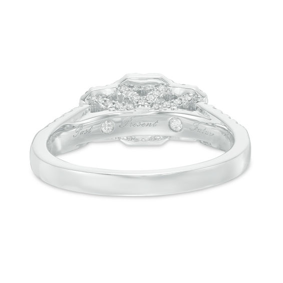 1 CT. T.w. Certified Emerald-Cut Diamond Three Stone Frame Ring in 14K White Gold (I/I1)