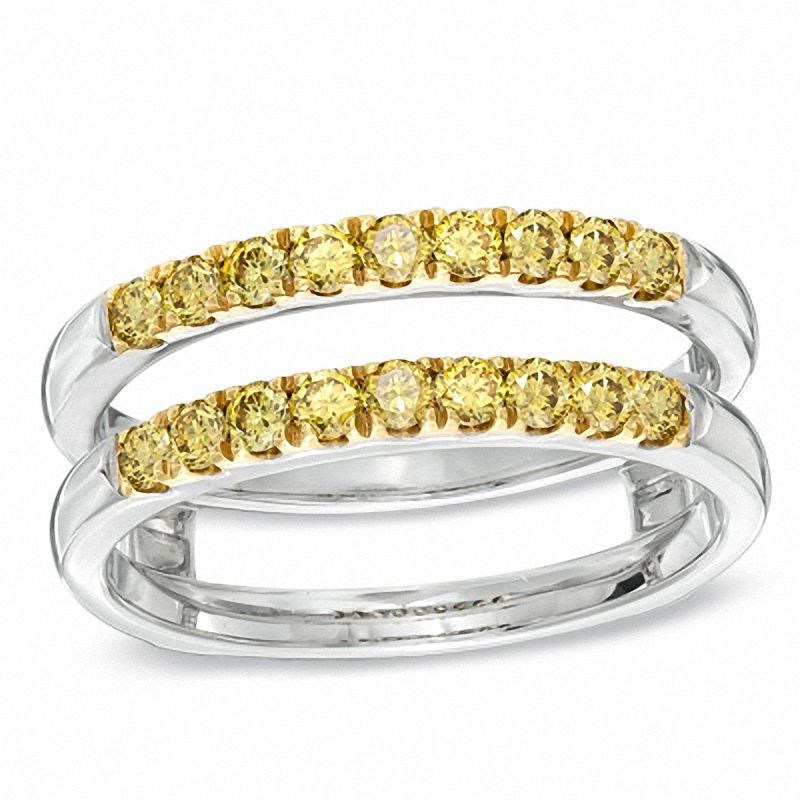Main Image 1 of 1/2 CT. T.W. Yellow Diamond Solitaire Enhancer in 14K White Gold