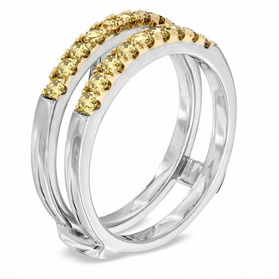 1/2 CT. T.w. Yellow Diamond Solitaire Enhancer in 14K White Gold